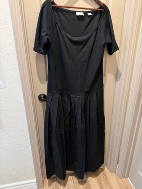 MARELLA Black Midi Dress with Pleated Skirt